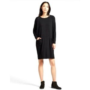 Eileen Fisher Jersey Knit Pocket Dress Women’s Size XS Long Sleeves Knee Length